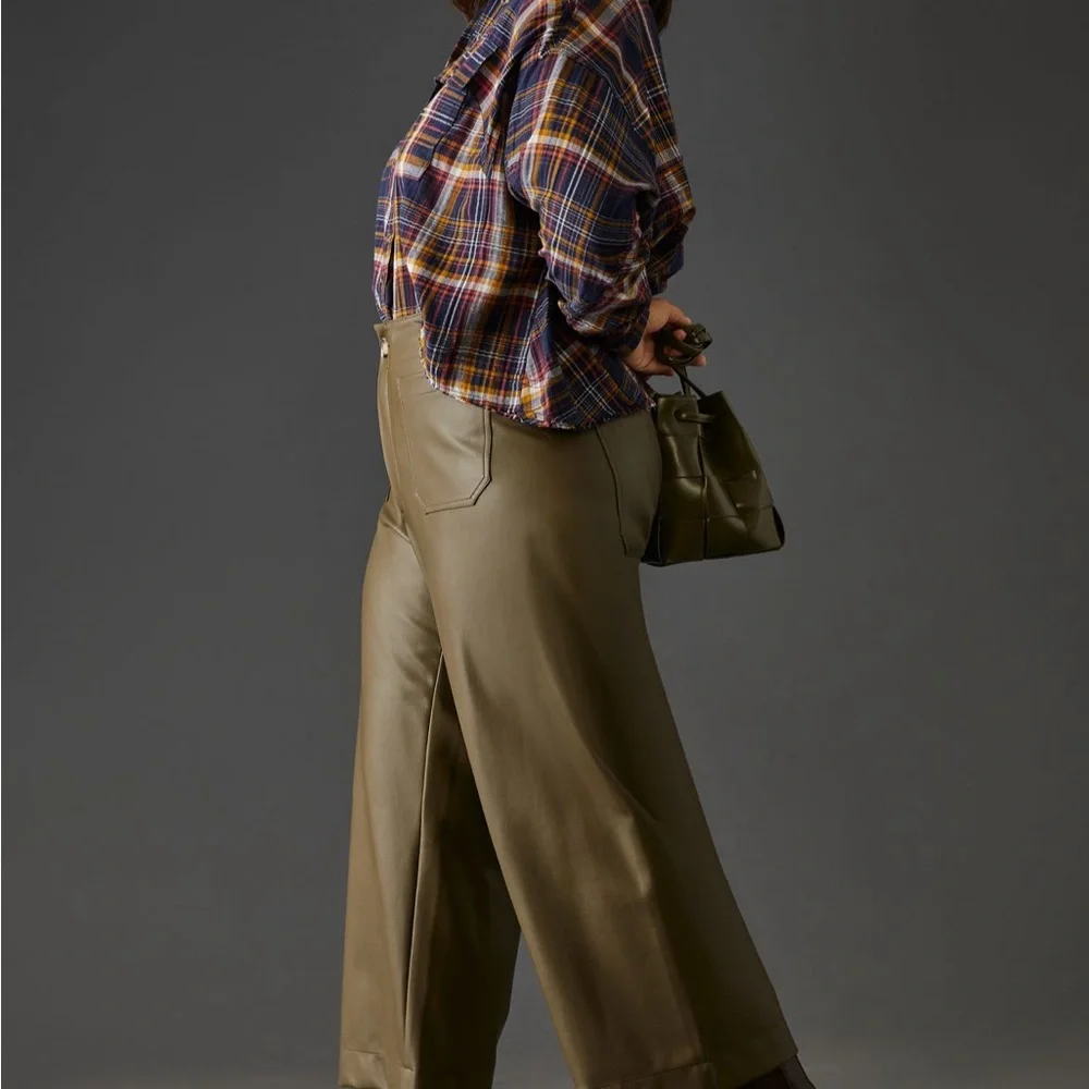 Anthropologie Maeve The Colette Olive Green Wide-Leg Pants size 23 - Picture 8 of 14